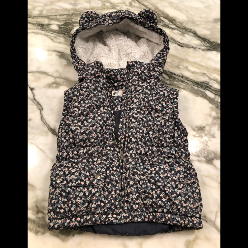 Toddler girls bubble hooded vest